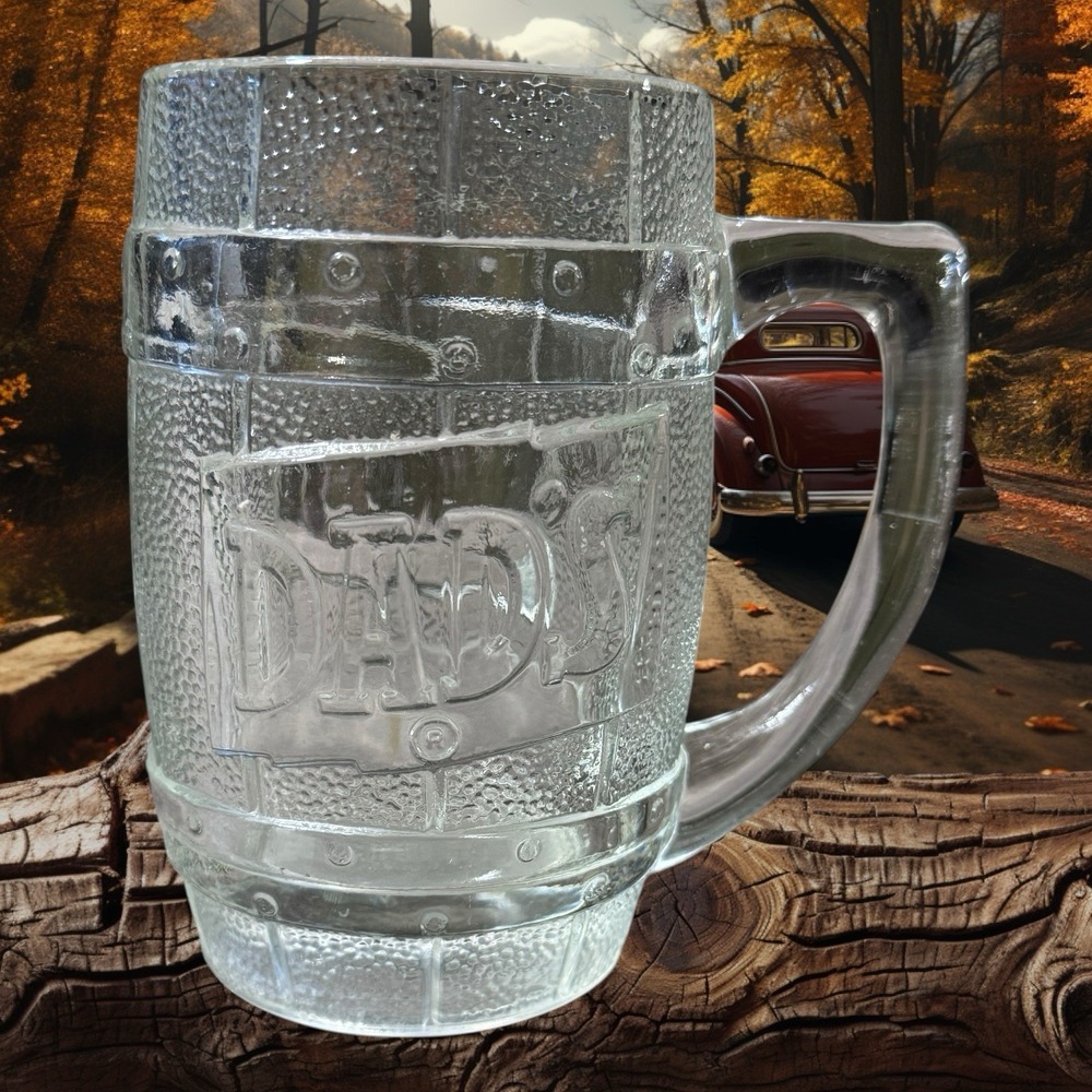 Vintage Dads Root Beer‎ Barrel Mug Heavy Glass Stein 5.25" Embossed Logo